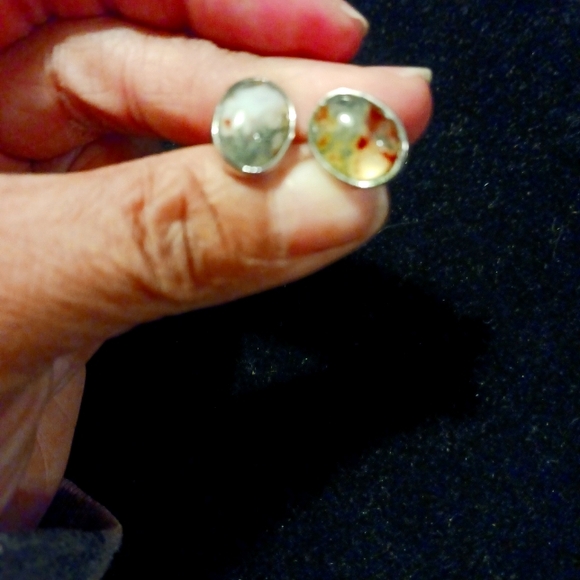 Vintage stainless steel marble cufflinks - Picture 3 of 8